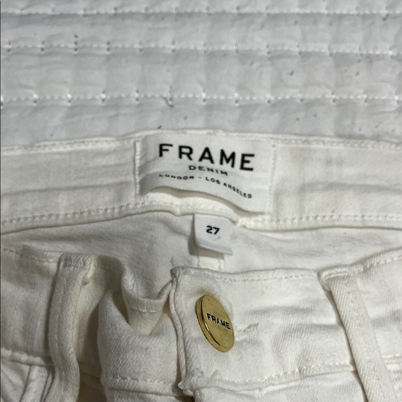 Frame Denim Women's Cream Wide Leg Jeans - Picture 3 of 5